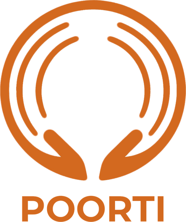 The Poorti mark — two hands meeting inside a circle