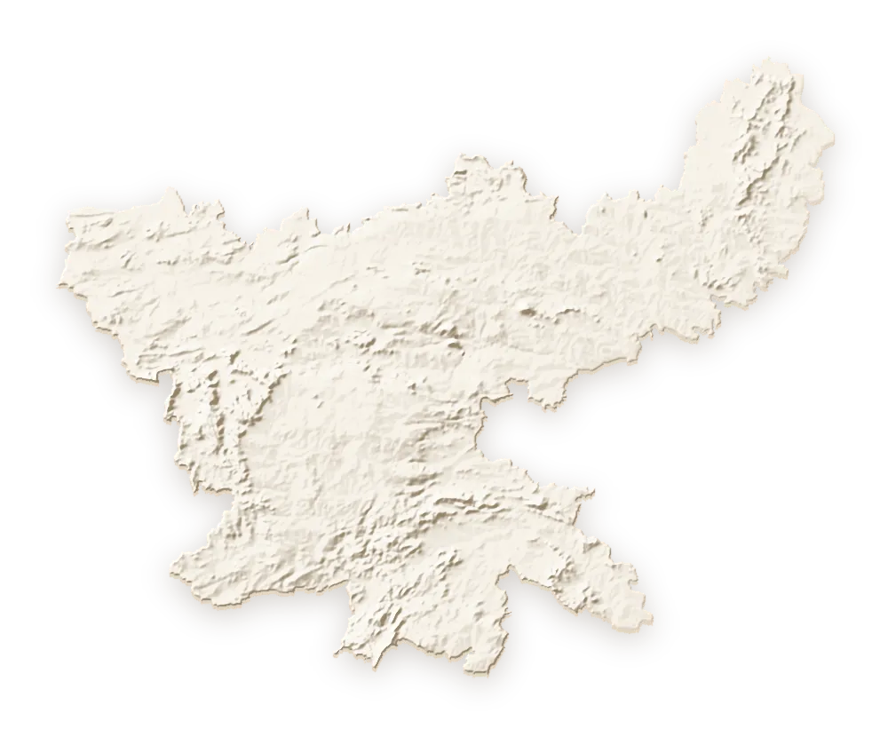 Shaded relief map of Jharkhand