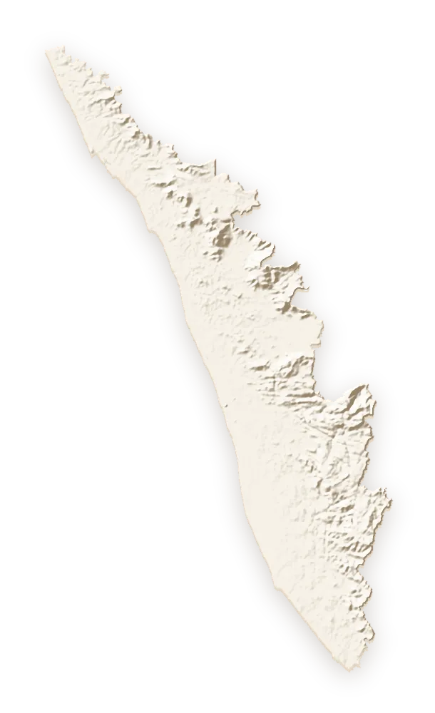 Shaded relief map of Kerala