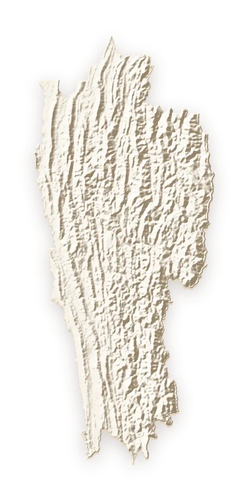 Shaded relief map of Mizoram