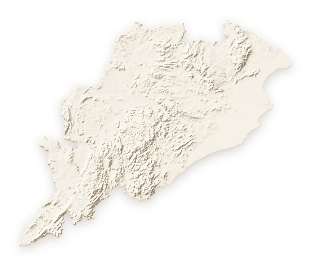 Shaded relief map of Odisha