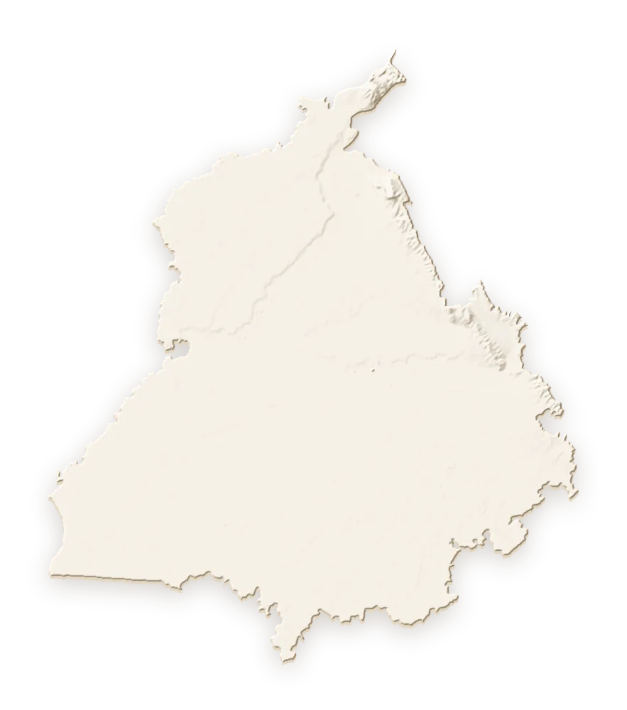 Shaded relief map of Punjab