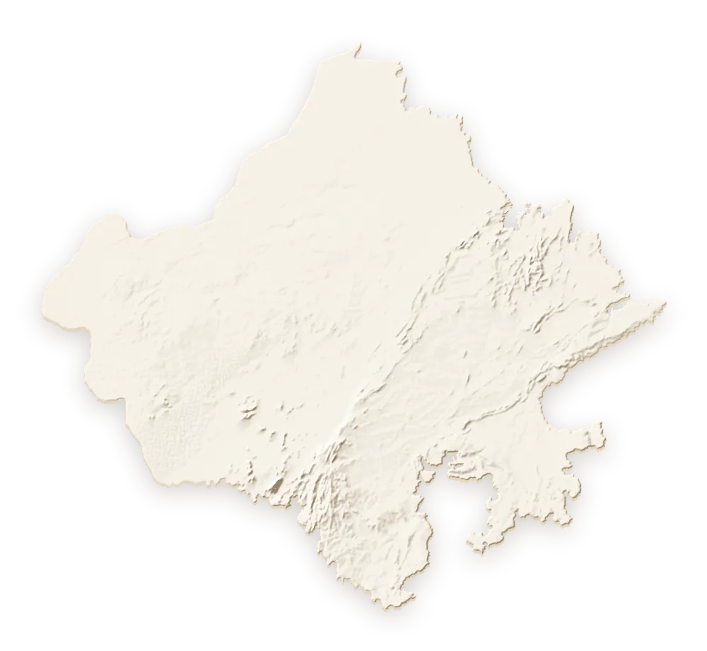 Shaded relief map of Rajasthan