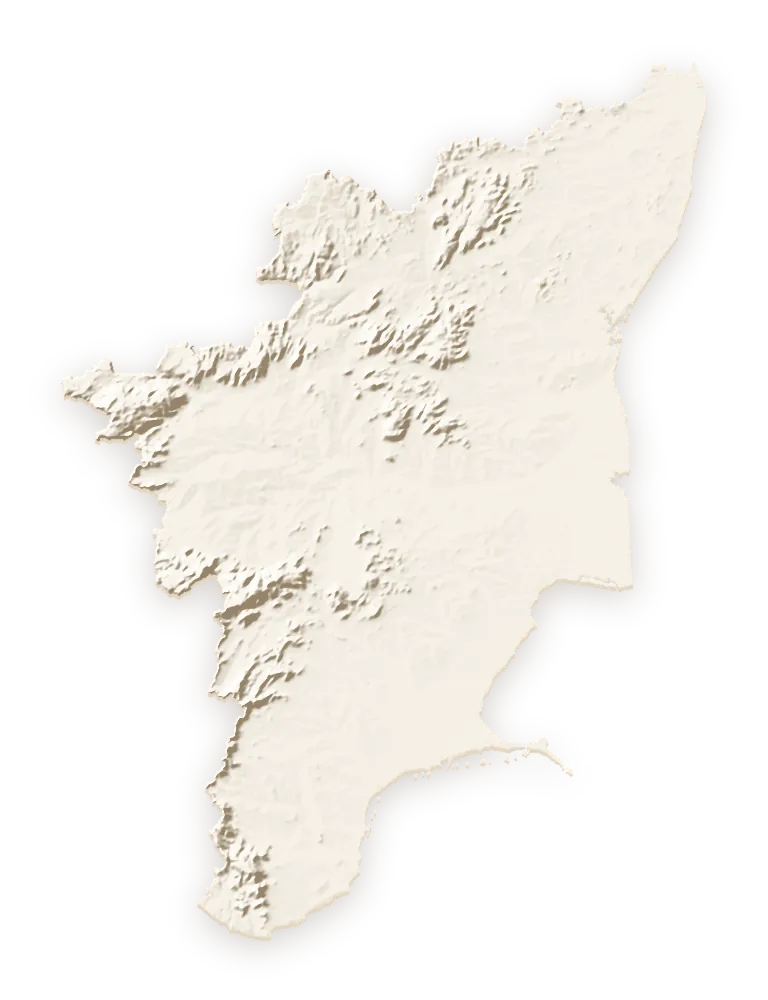 Shaded relief map of Tamil Nadu