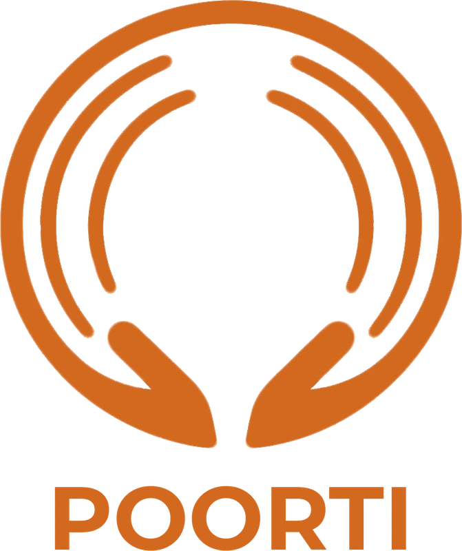 The Poorti mark — two hands meeting inside a circle